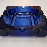 Vintage blue glass ashtray from the 80s