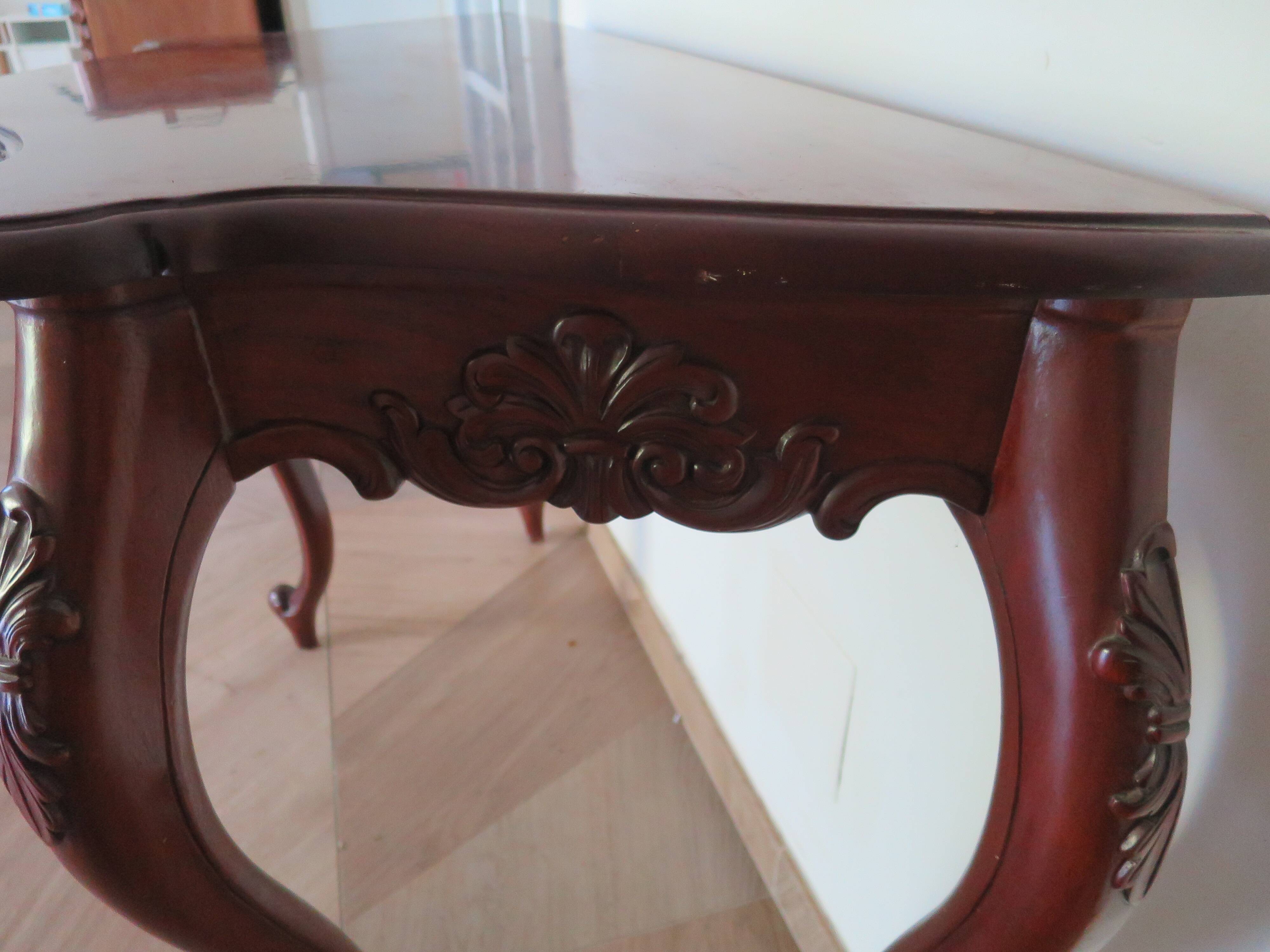 Console with curved legs - mahogany - Louis XV style - carved wood