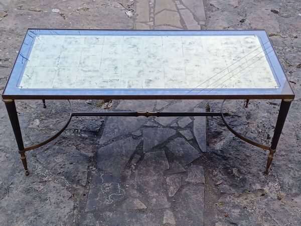 Table basse laiton et or dlg Maison Bagues annees 70