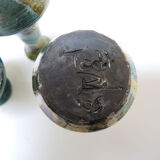 3 anciens vases soliflores en céramique signés