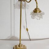 Tulip lamp in glass and bronze, adjustable, art deco 1920