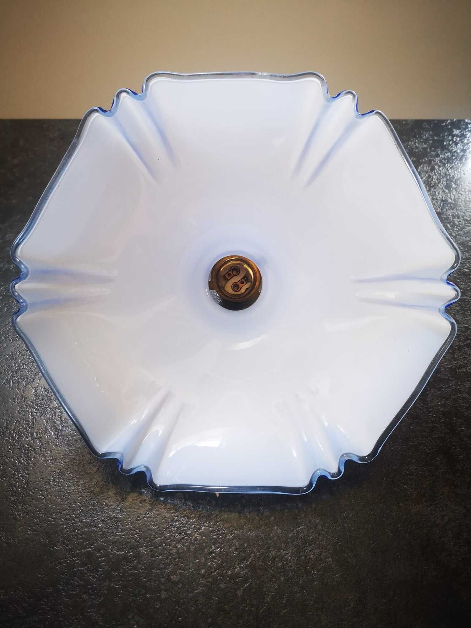 Hanging lamp ballad opaline blue art deco 1930 unusual shape ø 23.5