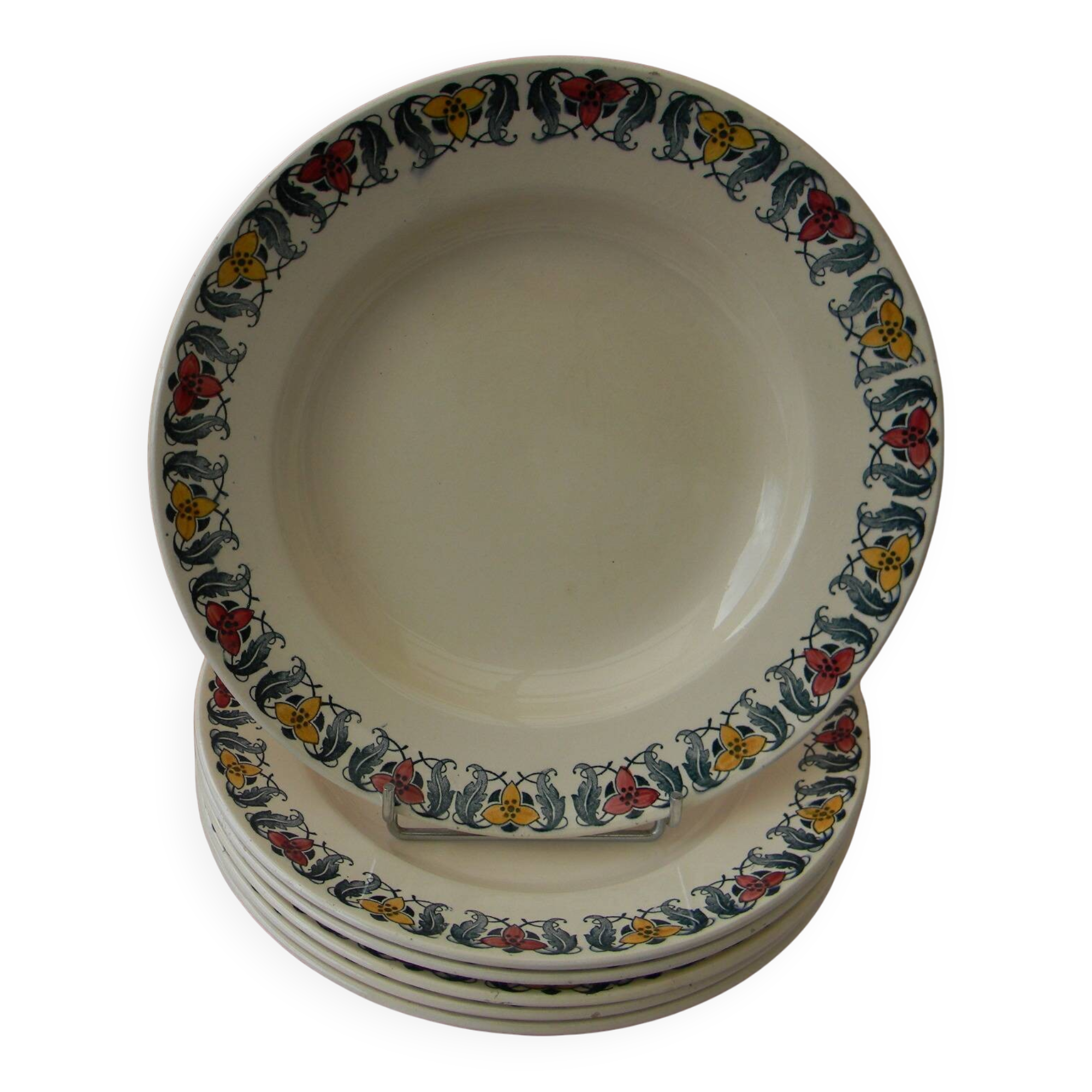 Set of 6 deep plates in earthenware from LONGCHAMP. Berthe model.