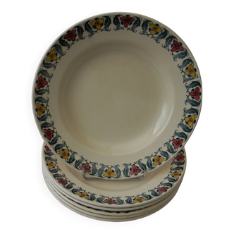 Set of 6 deep plates in earthenware from LONGCHAMP. Berthe model.