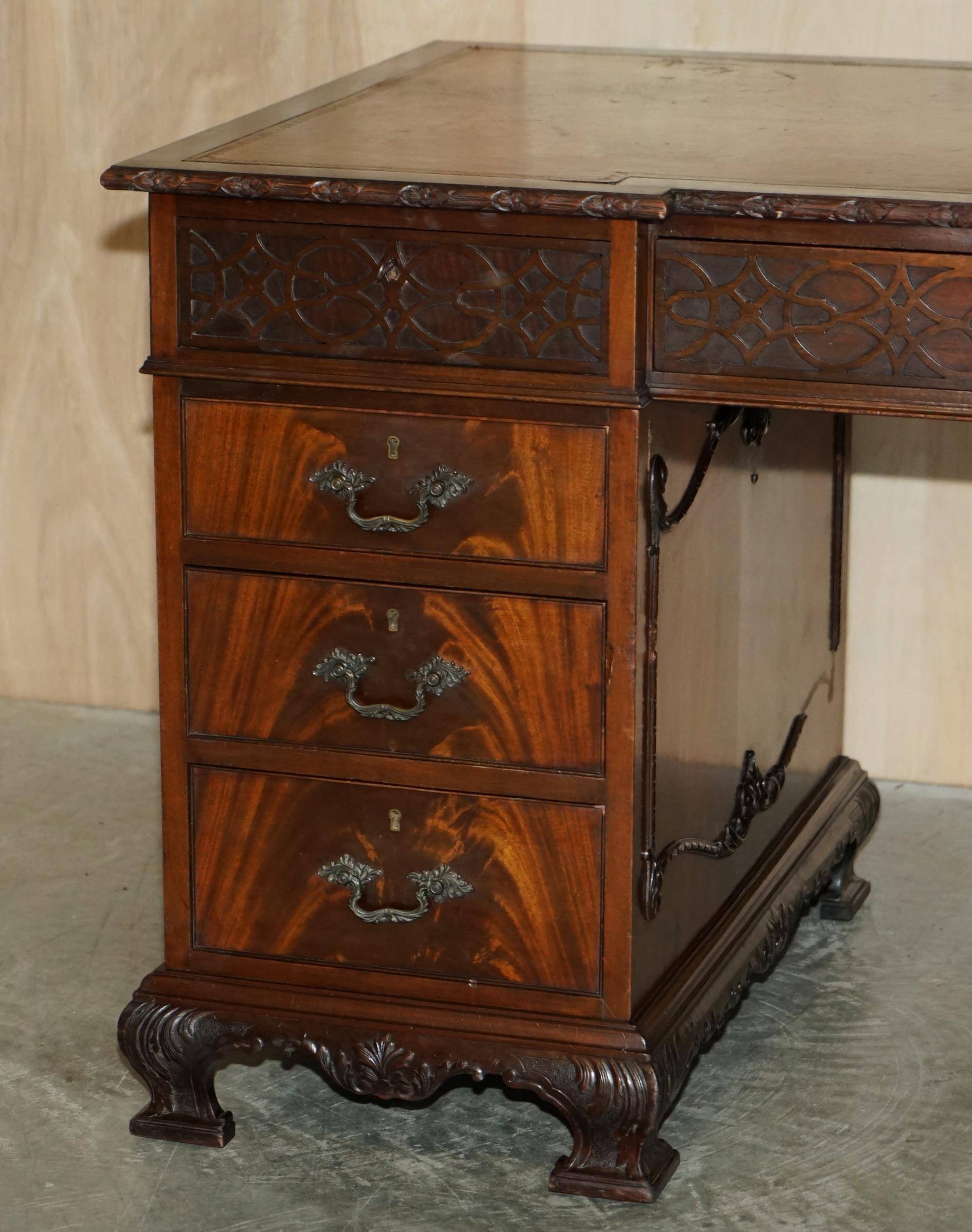 Thomas Chippendale Revival desk with a leather top