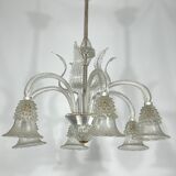 Mid-century six arms Murano Bullicante Rostrato chandelier by Ercole Barovier