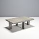 Table basse en fausse peau de crocodile et marbre des années 1970