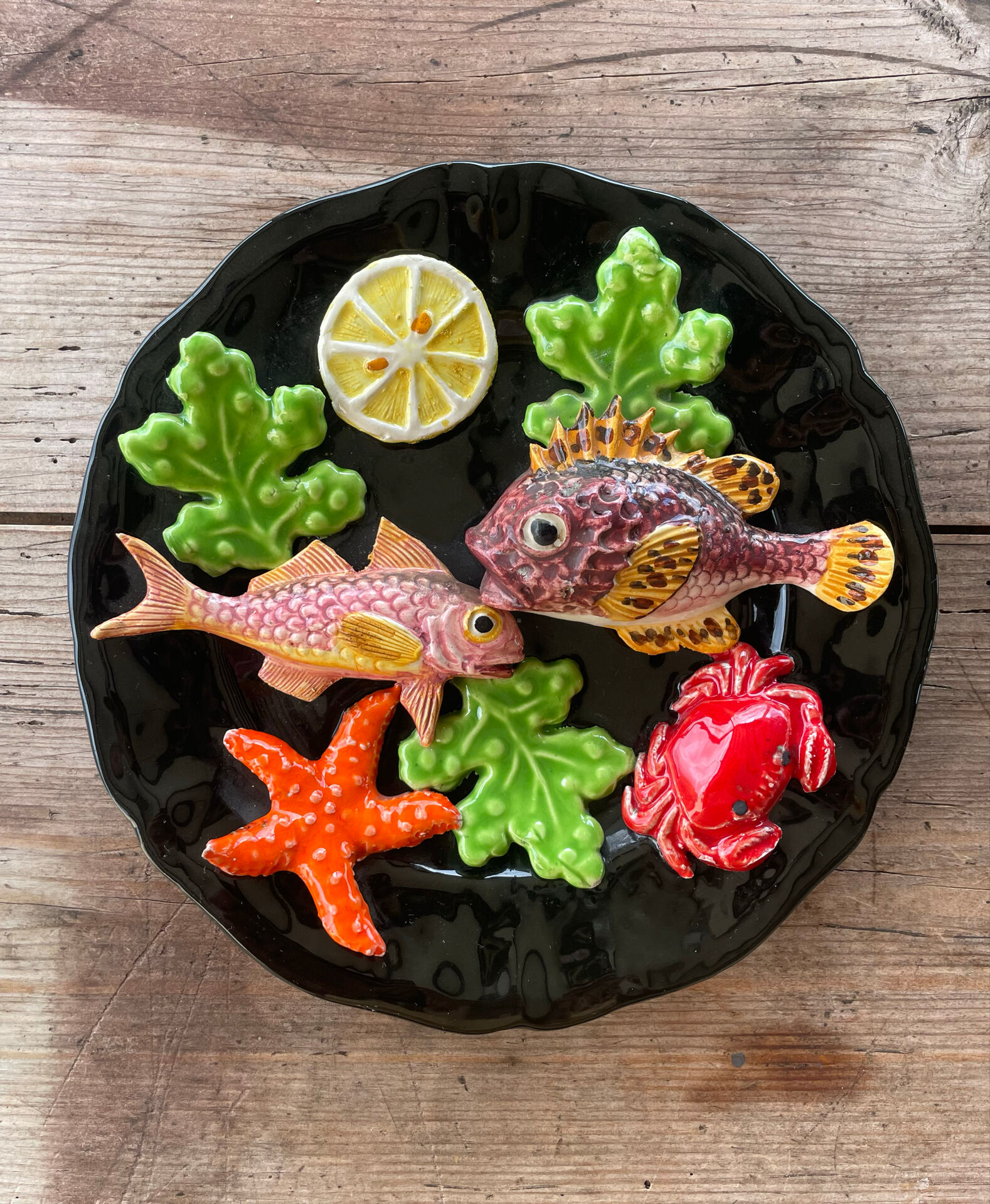 Majolica Fish Sealife Platter Vallauris