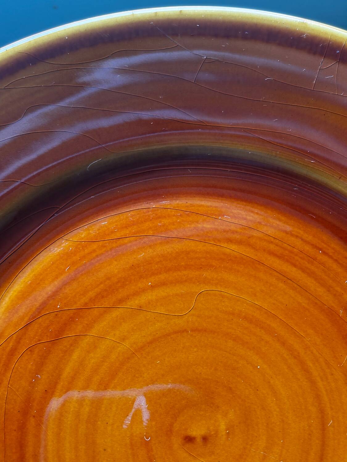 Vintage set of 6 Luneville honey brown plates