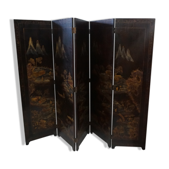 Pair of screens in Chinese lacquer