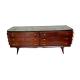 Commode en placage de palissandre avec plateau en onyx vert