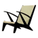 1940s Lounge Chair in Black Painted Wood