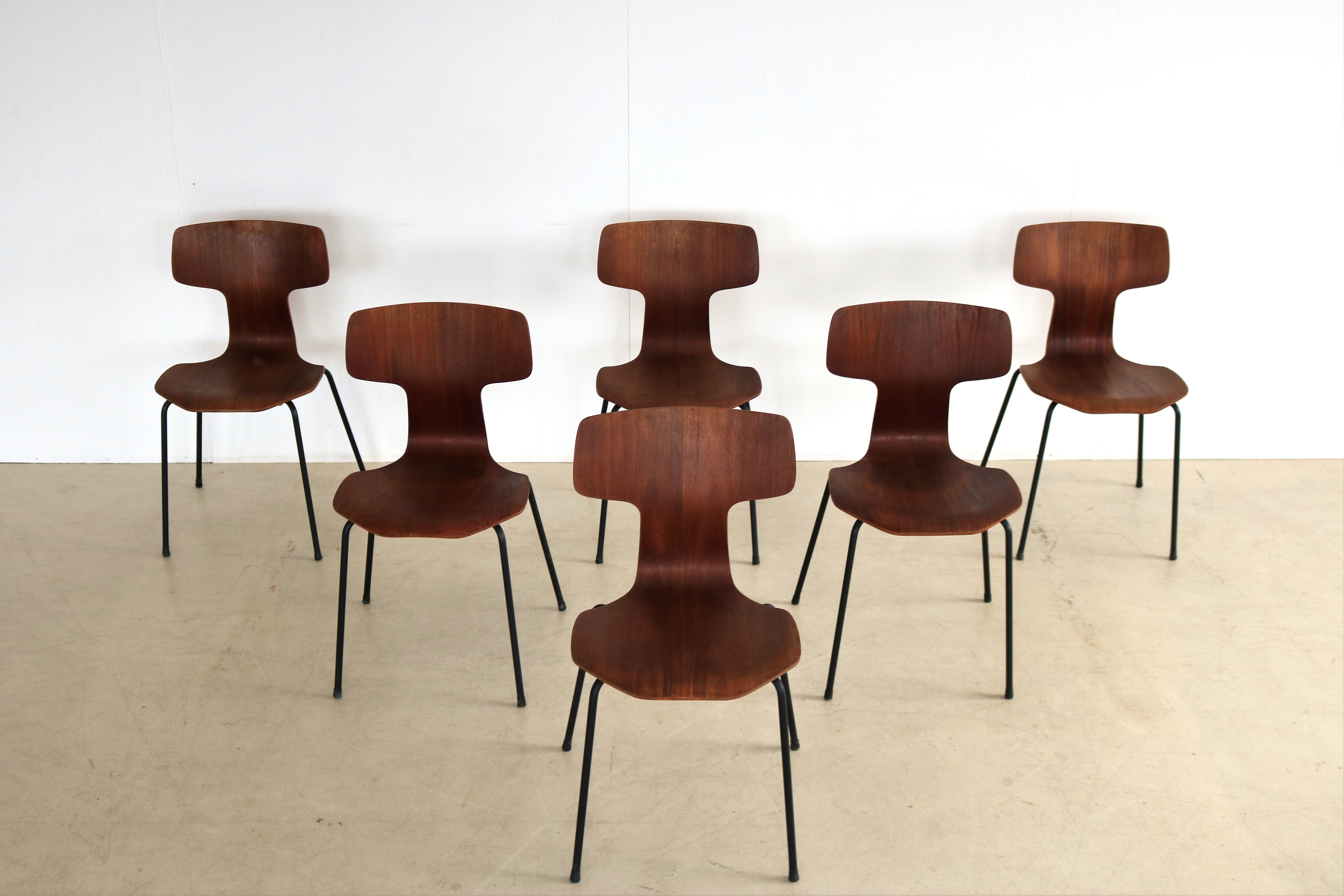 Set of 6 dining chairs model 3103 by Arne Jacobsen