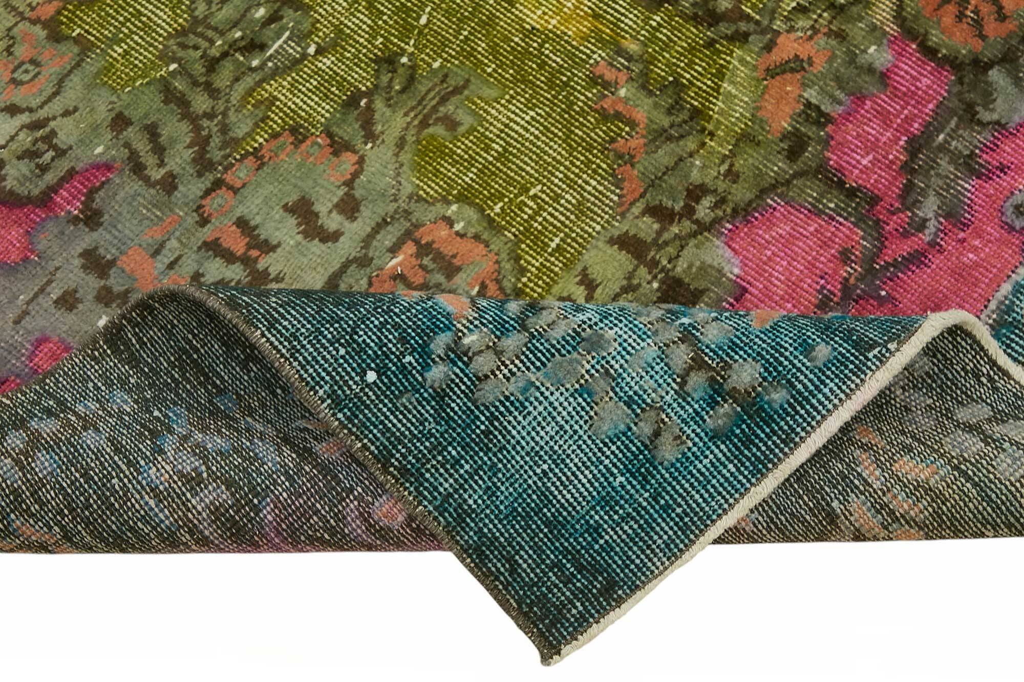 Overdyed Wool Vintage Handmade Carved Rug 169 cm x 288 cm