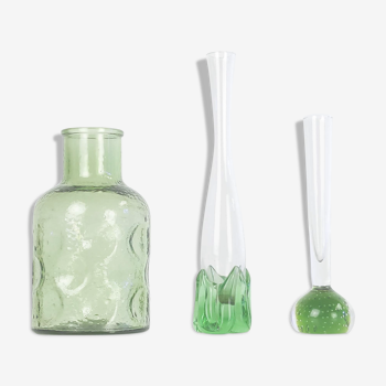 3 green vases from the 1970s