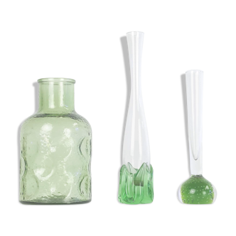 3 green vases from the 1970s