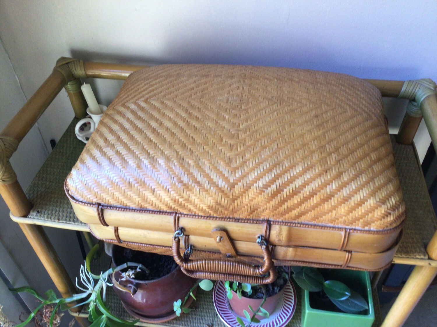 Vintage bamboo suitcase