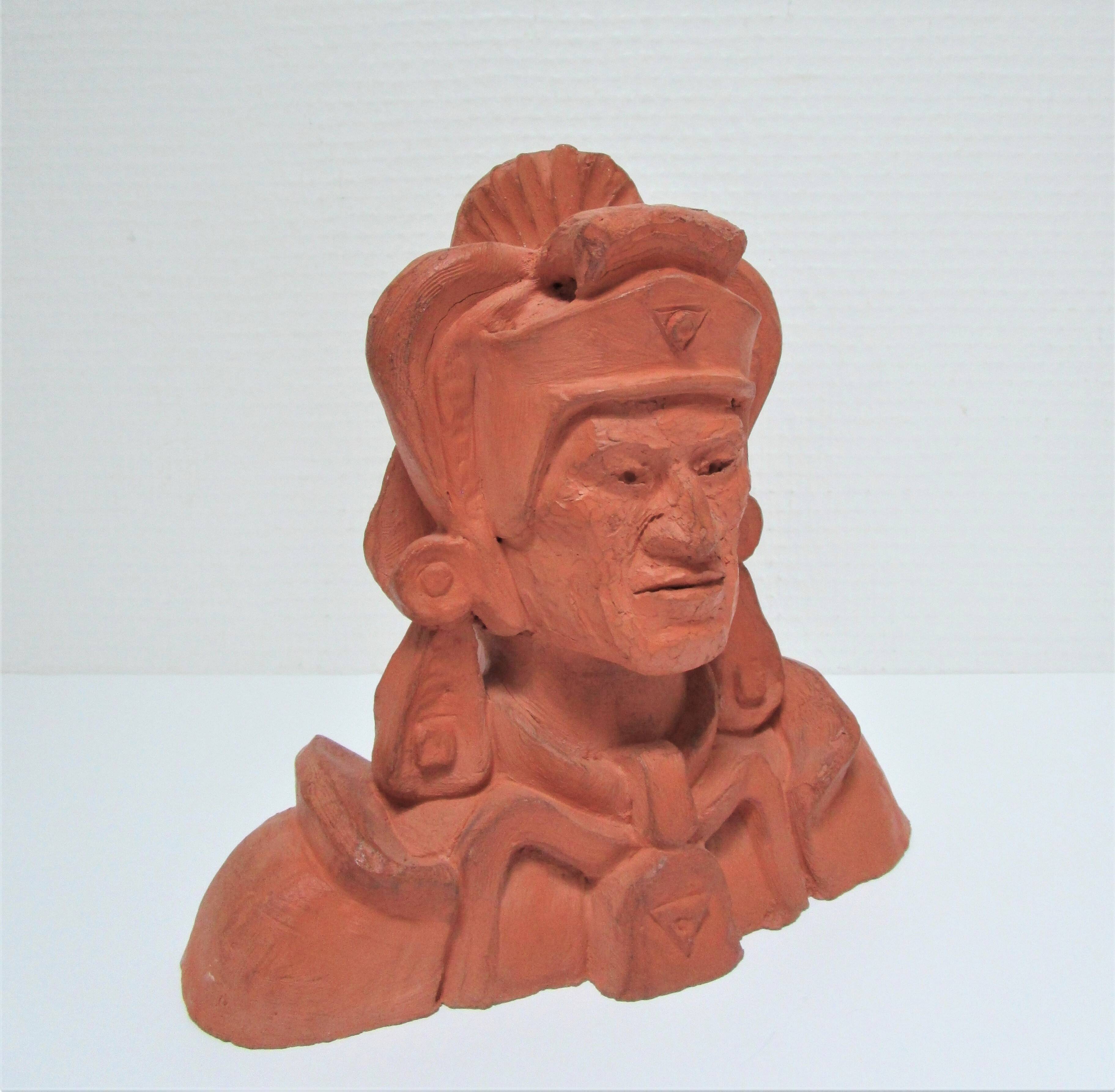 Sculptural Native American face candle holder signed Mario Frascaroli