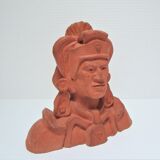 Sculptural Native American face candle holder signed Mario Frascaroli