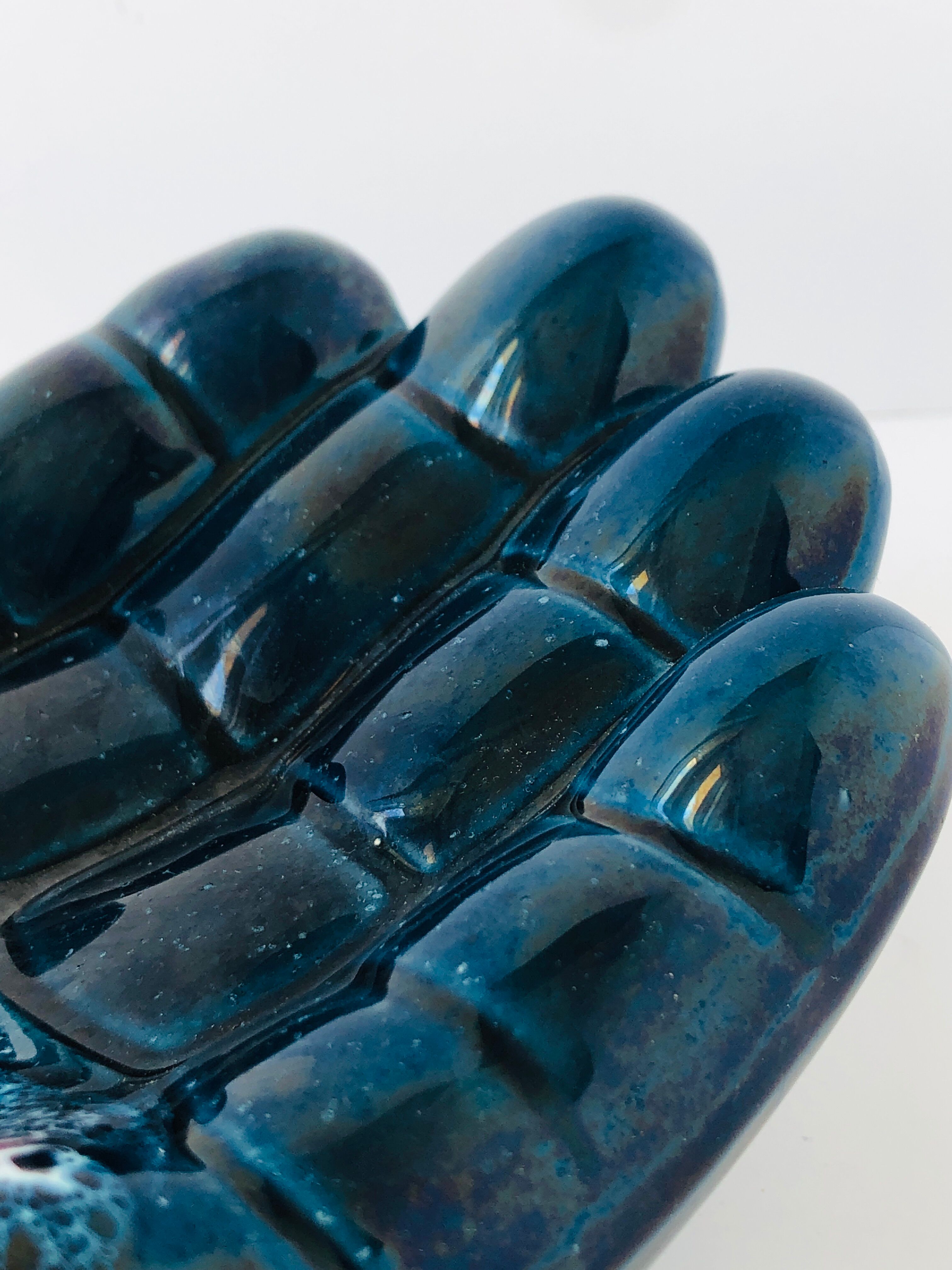 Empty hand oil blue pocket Vintage Vallauris