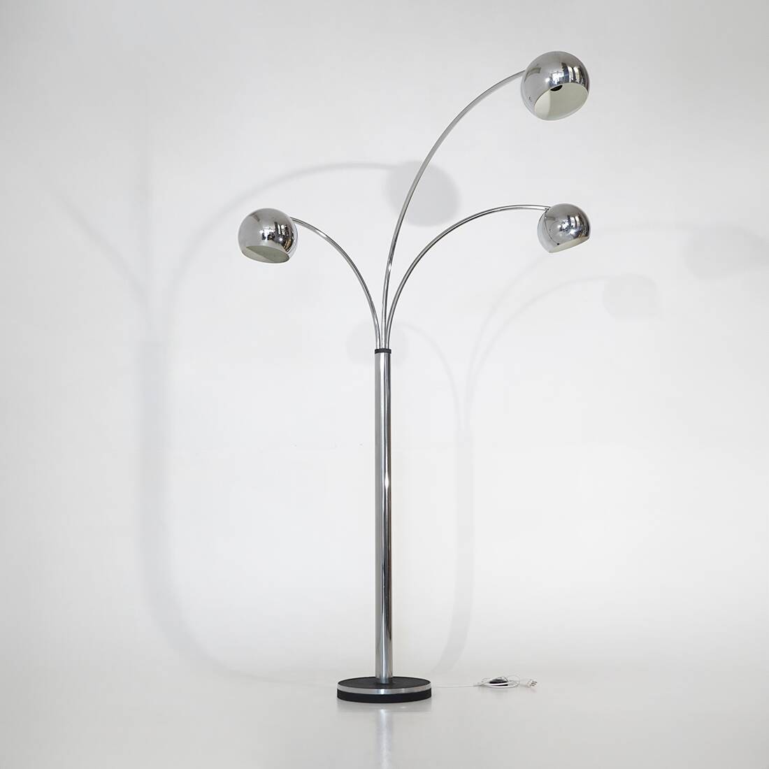 3-arm floor lamp in chromed metal, 1970s