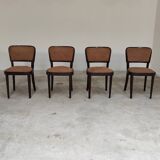 Lot de 4 chaises Thonet art déco 1930, tissu et noyer