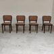 Set of 4 Thonet Art Deco chairs, 1930s, fabric and walnut