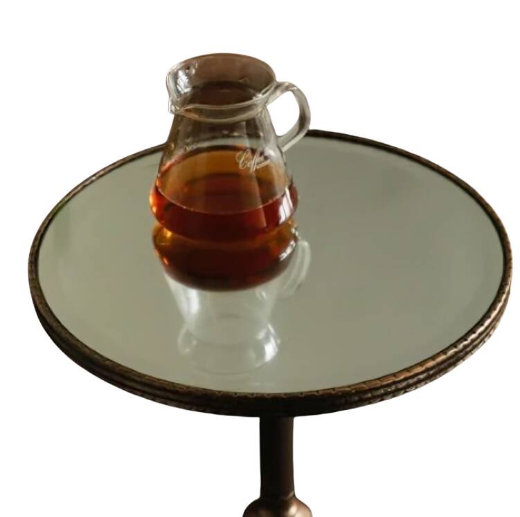 Light Luxury Round Mirror Glass Coffee Table, Retro Side Table for Living Room