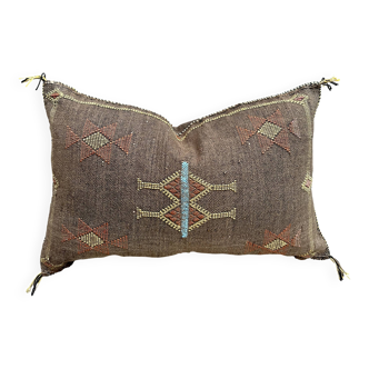 Moroccan silk cushion cover with cactus pattern: Berber embroidered cushion