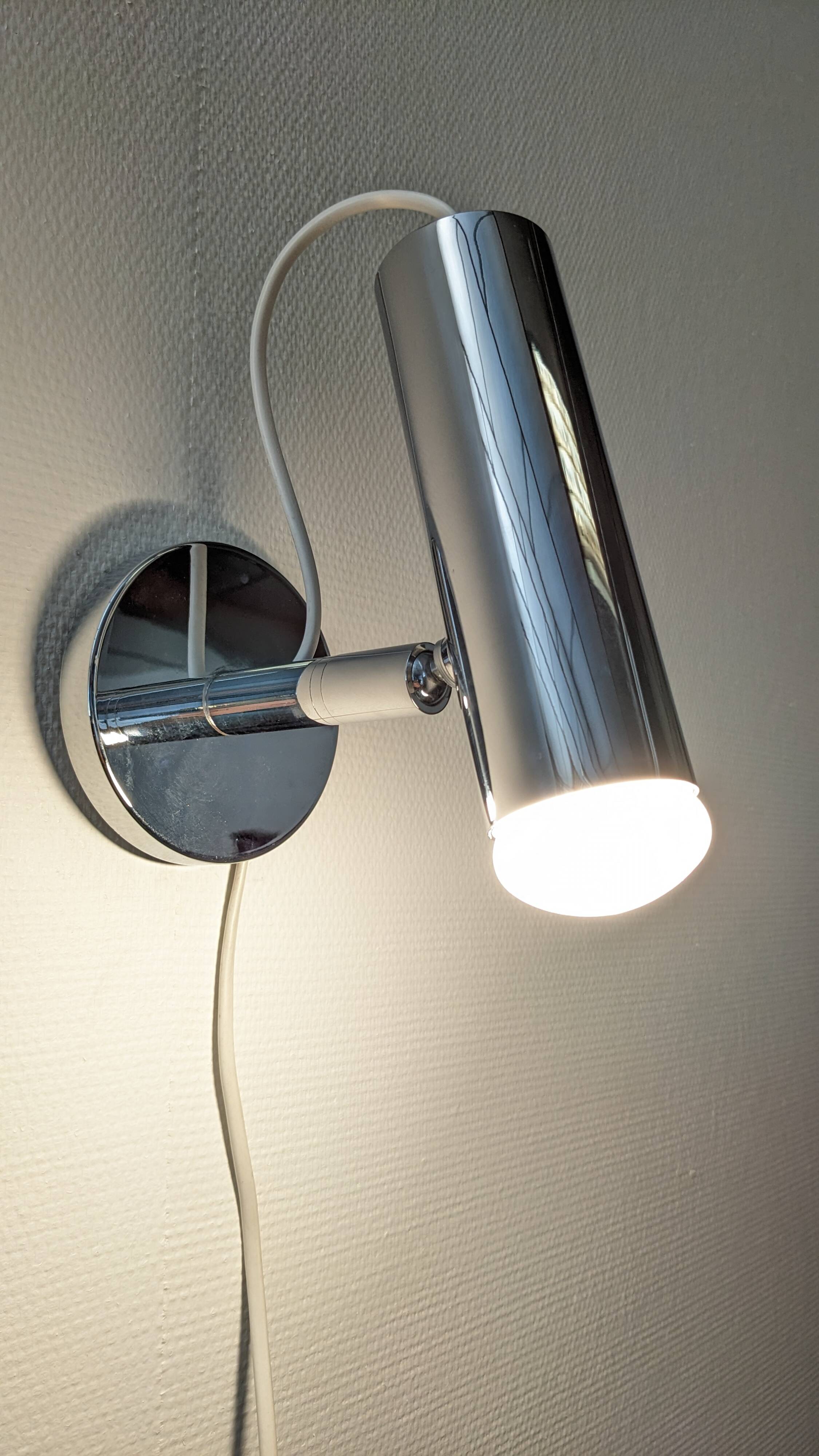 Modernist chrome metal wall light, France circa 1970.