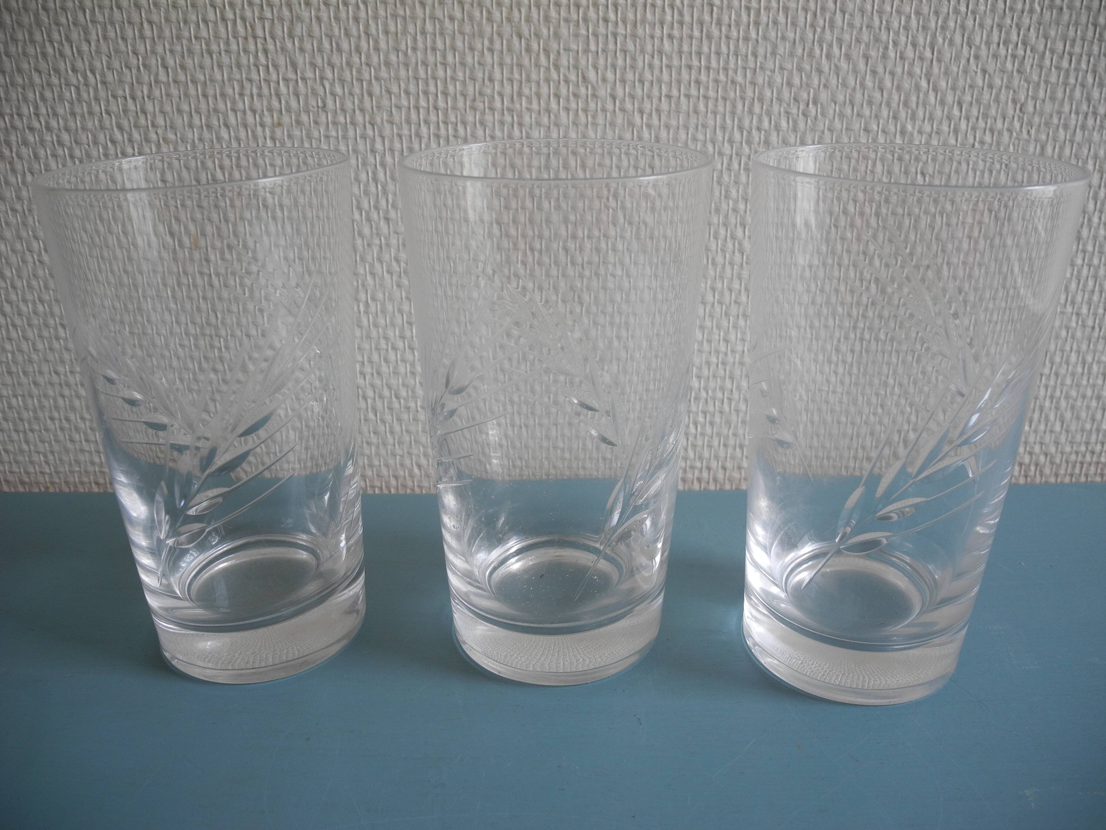 6 verres orangeade cristal d'Arques Fleury vintage french crystal glasses