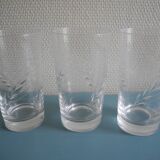 6 verres orangeade cristal d'Arques Fleury vintage french crystal glasses
