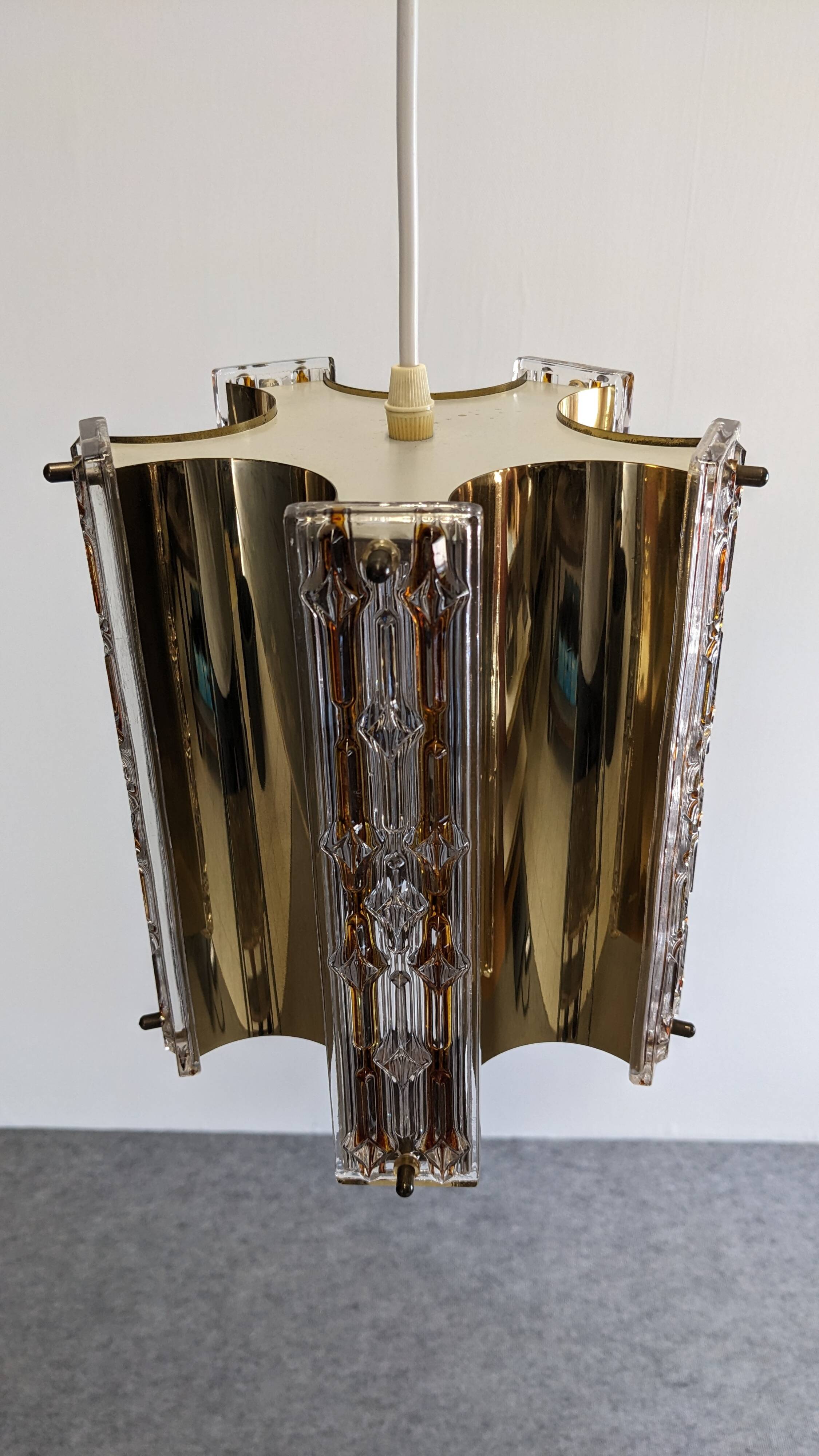 Hollywood Regency brass pendant by Vitrika, Denmark circa 1970.