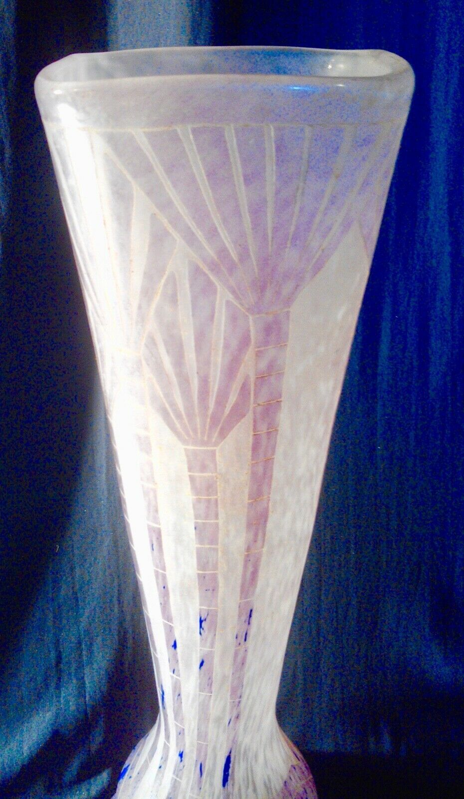 Vase 48 cm papyrus decoration the french glass - charder - schneider