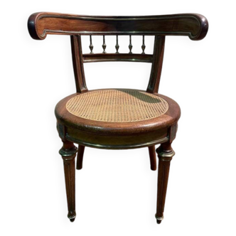 Louis XVI office chair in mahogany and cane