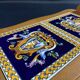 Plateau de service en hêtre et carreaux faïence de Gien décor Renaissance