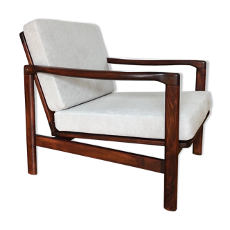 Fauteuil gris clair par Zenon Bączyk pour Swarzędzkie Furniture Factory, années 1960