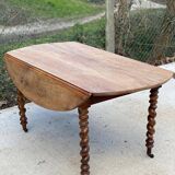 Table ovale à volets Louis Philippe XIXéme bois massif chêne pied torsade