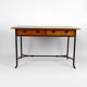Bureau moderniste en merisier et fer forgé, circa 1980