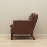 Brown leather armchair, Danish design, 1960s, production: Denmark
