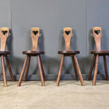 Vintage brutalist heart shaped chairs, 1960s