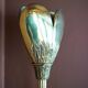 Vintage 50s Italian brass sculptural floor lamp, heart shaped shade, bark finish