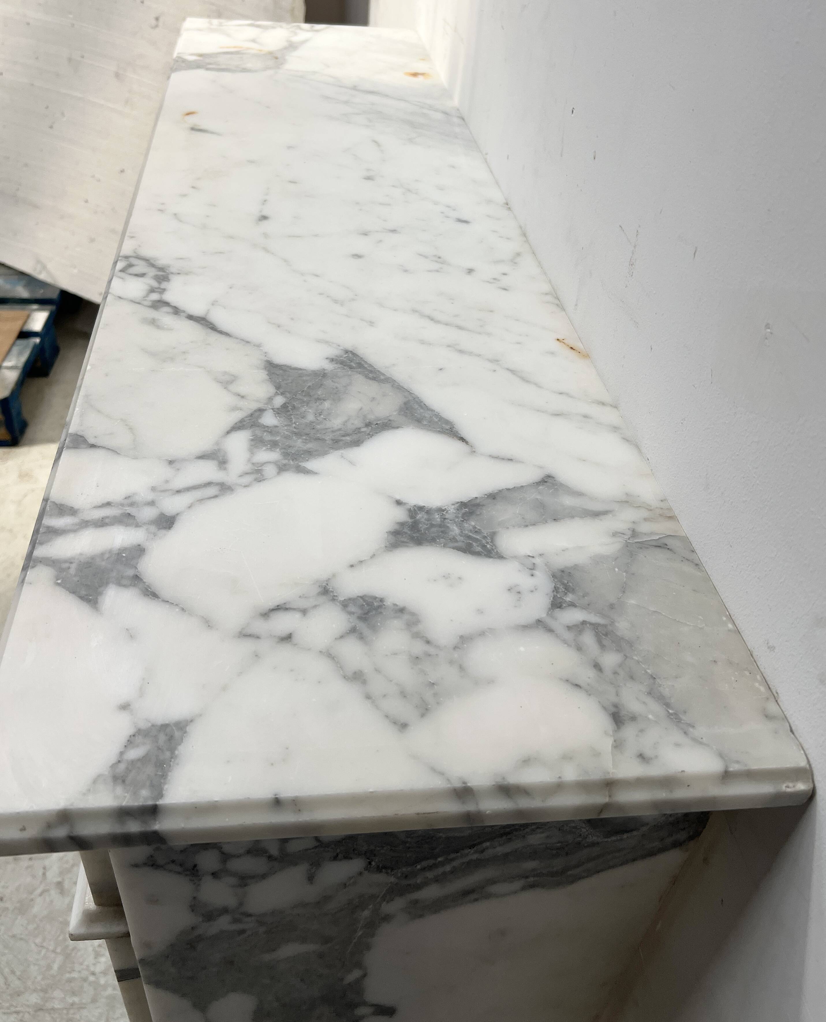Louis XVI Style White Veined Carrara Marble Fireplace 19th Century