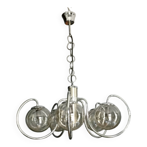 Lustre 5 boules chrome - 1960
