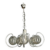 Lustre 5 boules chrome et verre fumé 1960