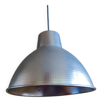 Lustre suspension cloche globe métal alu martelé 90,s