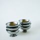 Set of 6 stainless steel ice cream bowls, wide base, Design, 1970 - 4.5 x 9 cm