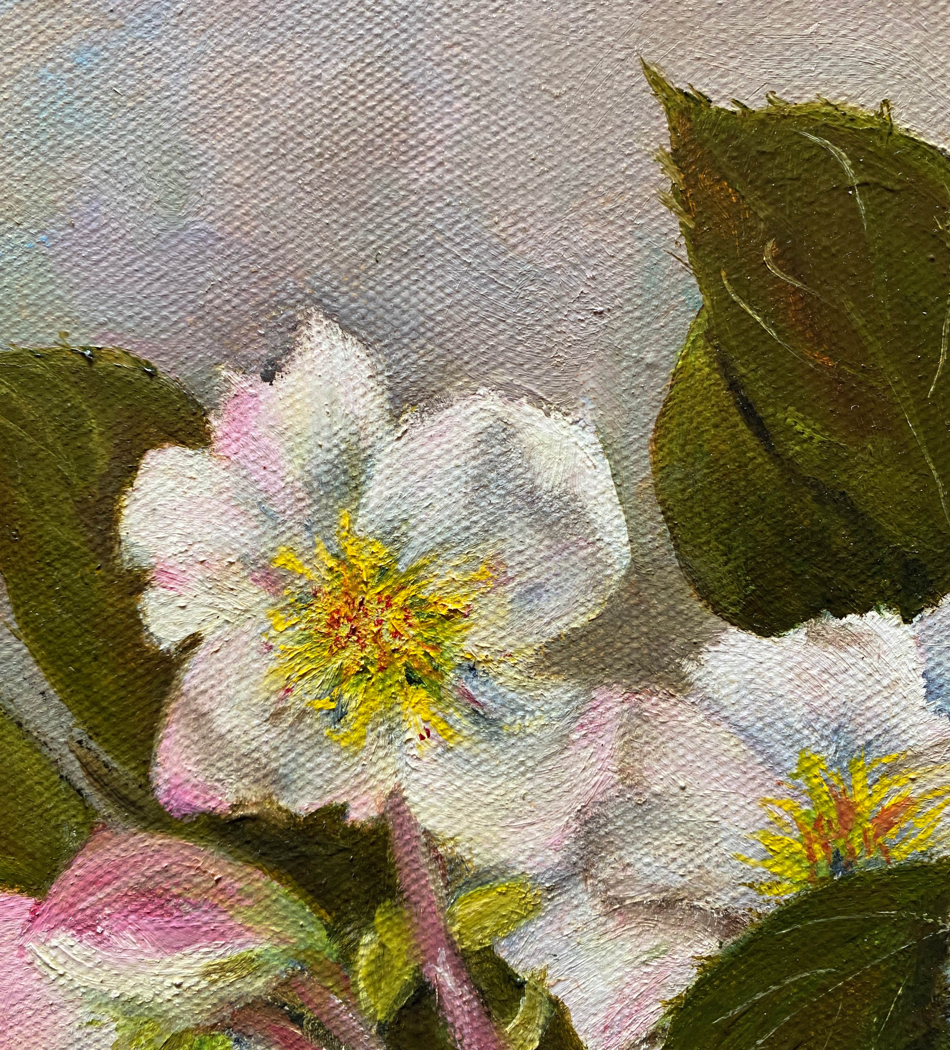 Table HST "Christmas Roses" Flowers Ellébores signed Sylvie Lamboeuf