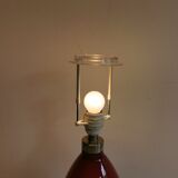 Lamp base in deep red glass, from Danish Holmegaard glassworks