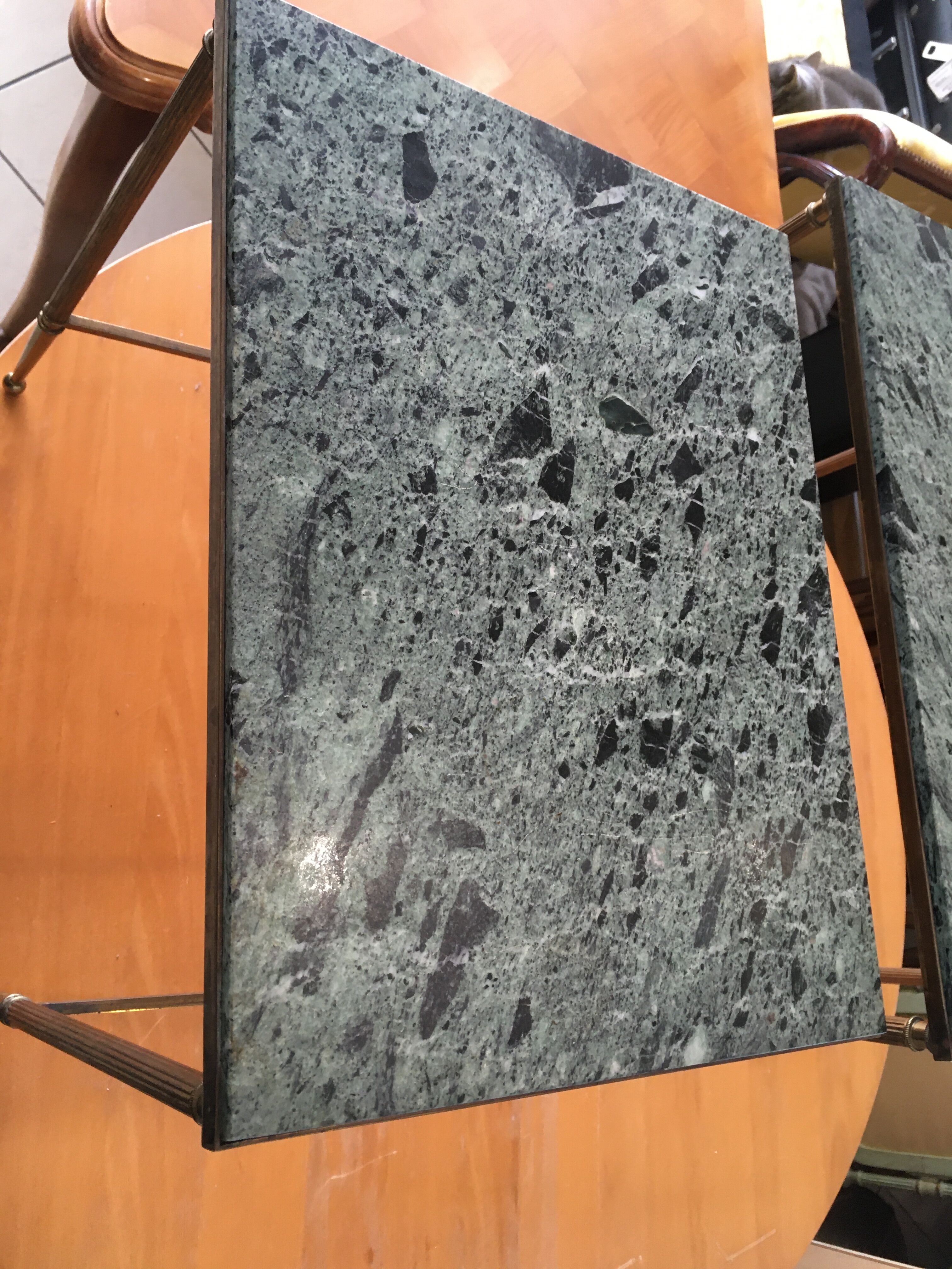 Marble and brass pull out tables